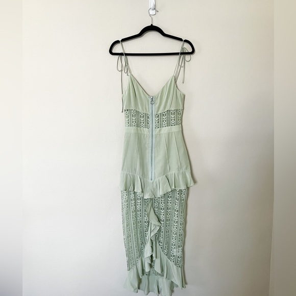 For Love And Lemons Dresses & Skirts - NWT FOR LOVE AND LEMONS Lovebird Lace Midi Green Dress XS